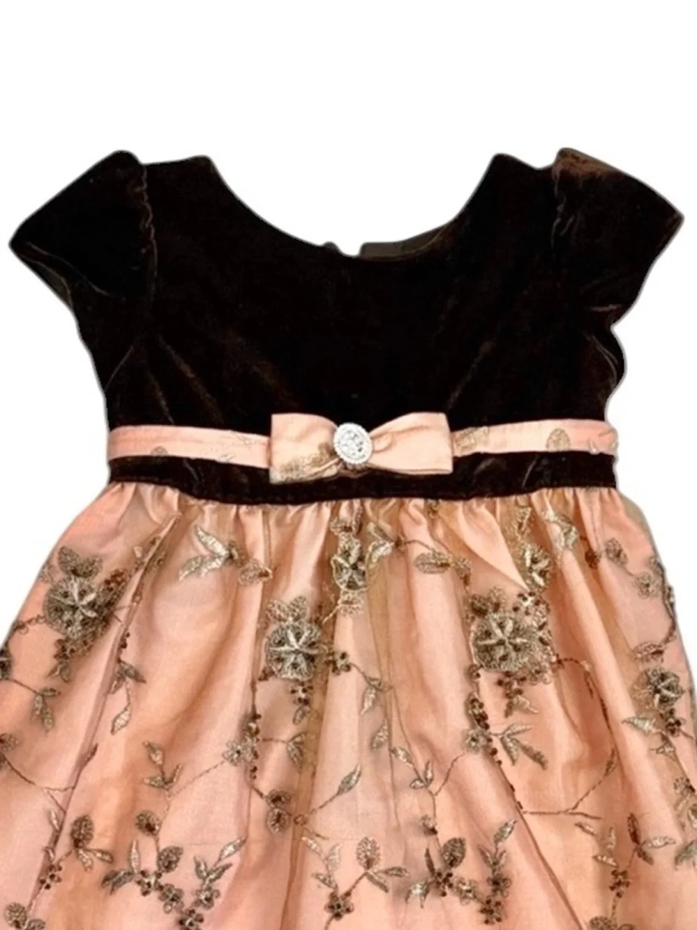 Laura Ashley Toddler Velvet Holiday Dress Pink Embroidered Party 24M Beaded Bow